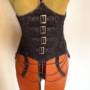 Punk Rave Stretch Denim Chain Cincher- OS